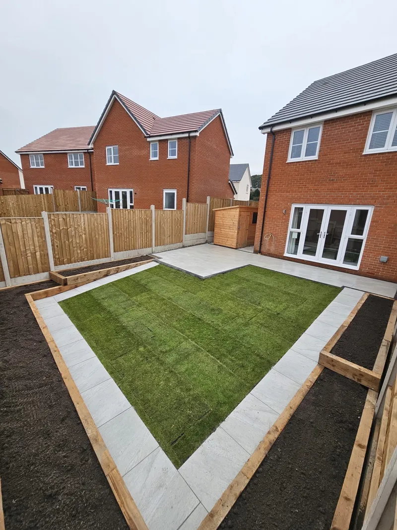 Family garden artificial grass installation