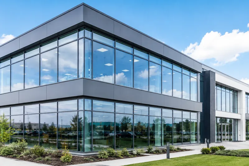 Modern commercial double glazing on office building