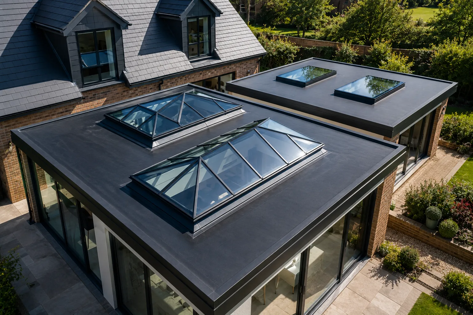 Roof lanterns on modern house extension in Lancashire