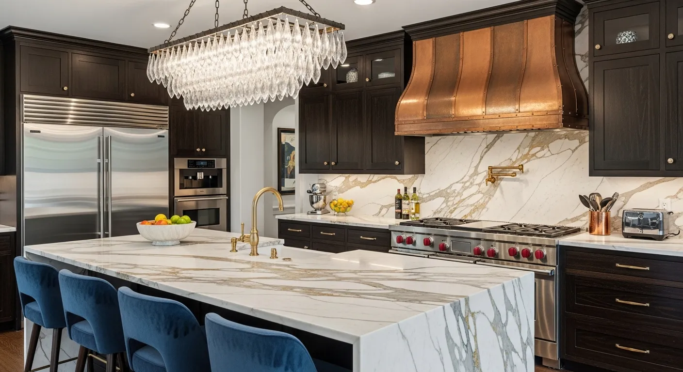 beautiful marble worktops in an expensive kitchen