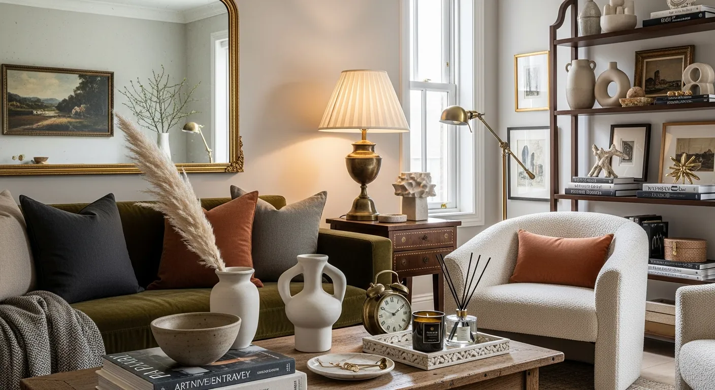 Where Every Shelf Tells a Story — a warmly lit treasure trove of artisan bottles, glowing candles and crystal stemware, all crowned with a halo of fairy lights.