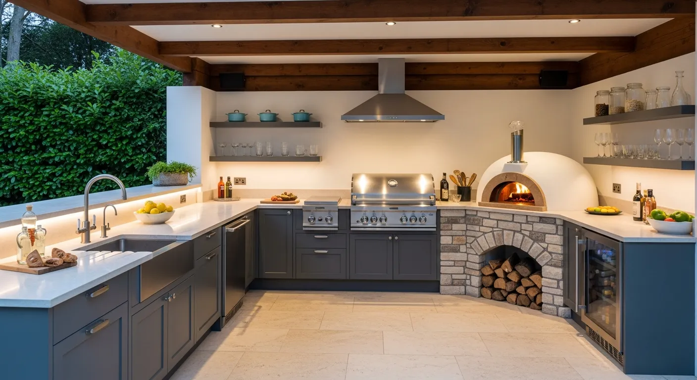 a stylish summer outdoor bespoke kitchen installation
