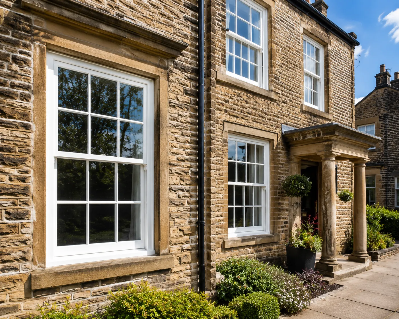 Traditional sash window in stone wall Lancashire