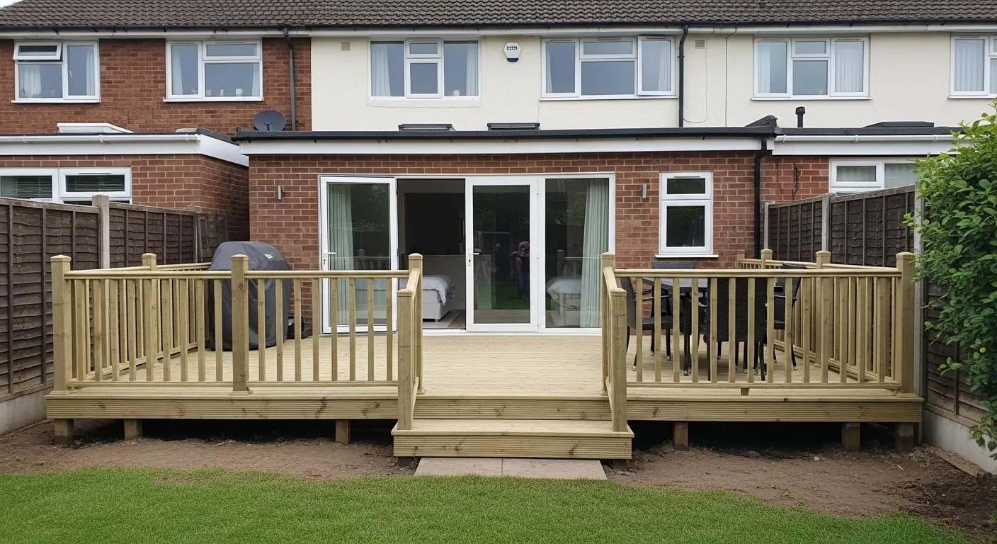 decking in a 3 bed semi in the summer in england