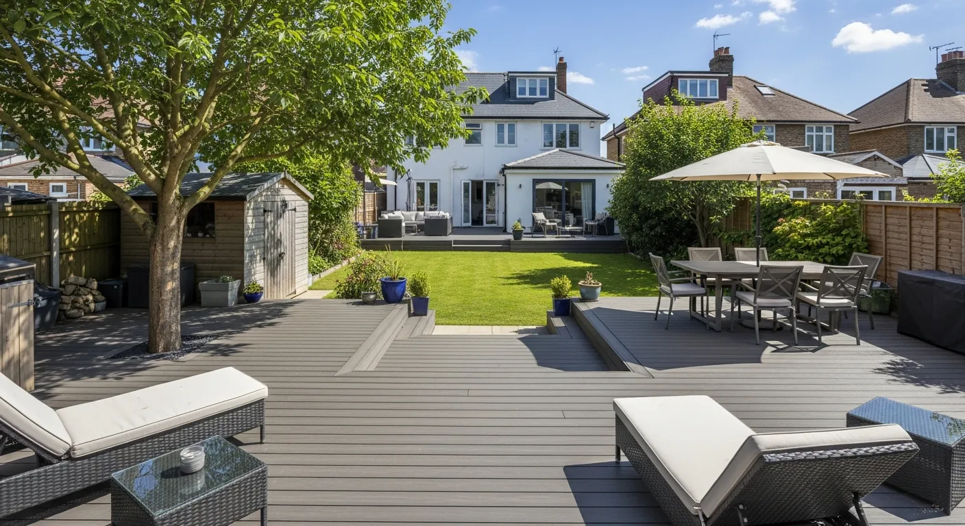 decking in a 4 bed house in the summer in england